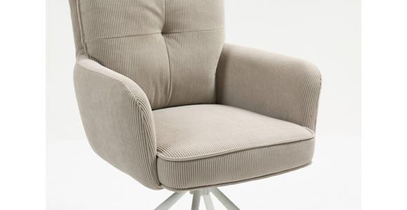 ARMLEHNSTUHL in Feincord - Taupe/Creme, Design, Textil/Metall (61/95/67cm) - Novel