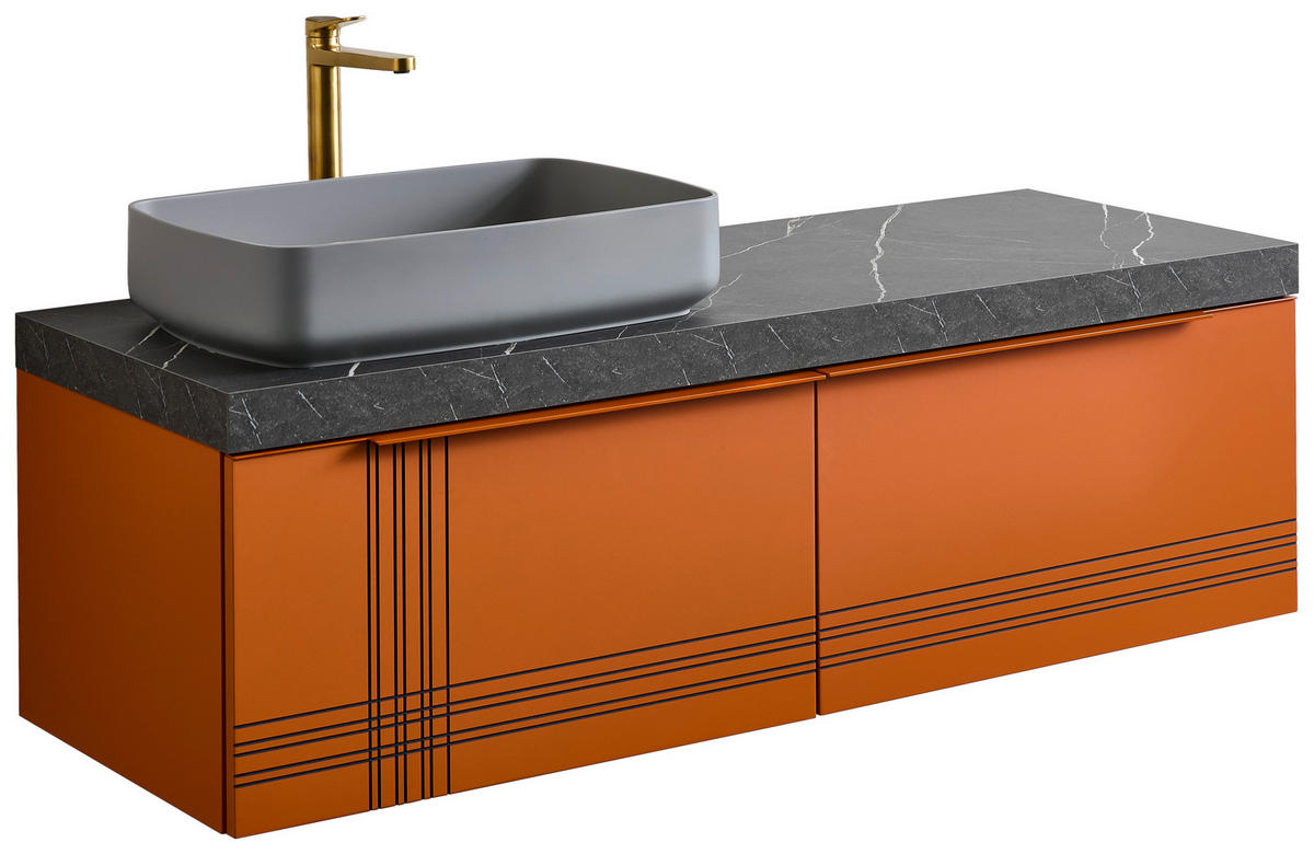 WASCHTISCHKOMBI 140,7 cm  - Taupe/Rotbraun, KONVENTIONELL, Holzwerkstoff/Stein (140,7cm) - Dieter Knoll