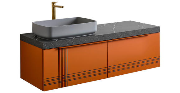 WASCHTISCHKOMBI 140,7 cm  - Taupe/Rotbraun, KONVENTIONELL, Holzwerkstoff/Stein (140,7cm) - Dieter Knoll