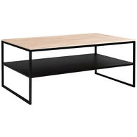 COUCHTISCH 100/60/41 cm rechteckig Schwarz, Eiche Bianco Stauraum, offenes Fach, einfacher Aufbau  - Eiche Bianco/Schwarz, Design, Holz/Metall (100/60/41cm) - Johann Jakob