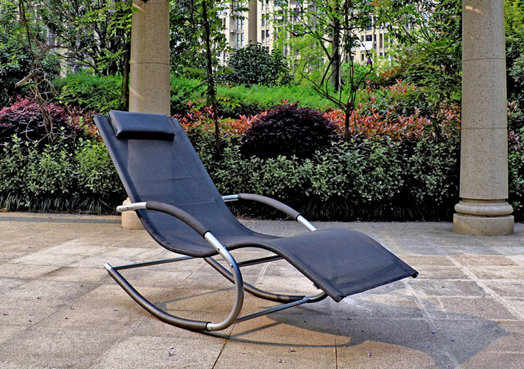 SCHAUKELLIEGE  - Silberfarben/Schwarz, Basics, Kunststoff/Metall (160/62/89cm) - Gardenson