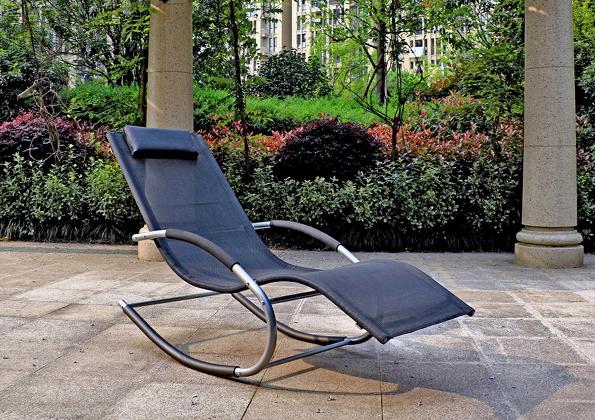 SCHAUKELLIEGE  - Silberfarben/Schwarz, Basics, Kunststoff/Metall (160/62/89cm) - Gardenson