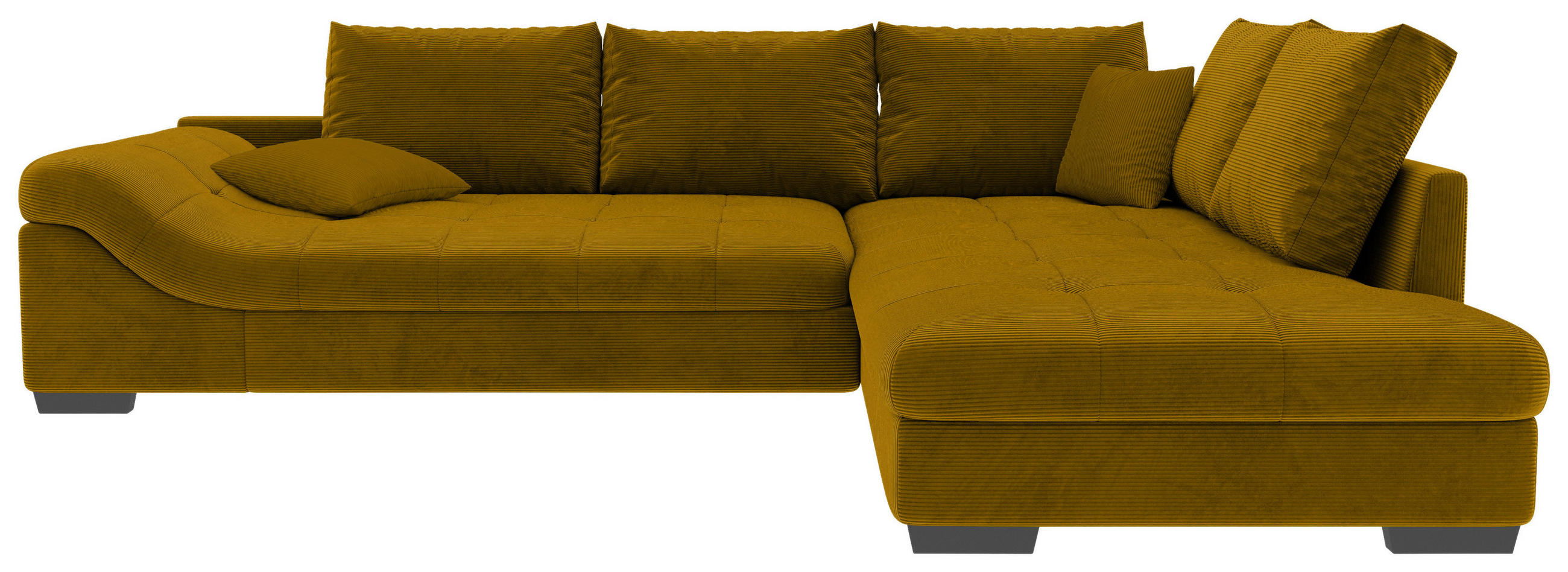 ECKSOFA Currygelb Cord  - Currygelb/Schwarz, KONVENTIONELL, Holz/Textil (298/202cm) - Carryhome