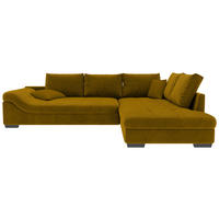 ECKSOFA in Cord Currygelb  - Currygelb/Schwarz, Konventionell, Holz/Textil (298/202cm) - MID.YOU