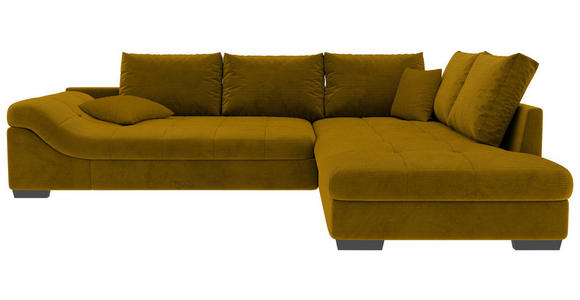 ECKSOFA Currygelb Cord - Currygelb/Schwarz, KONVENTIONELL, Holz/Textil (298/202cm) - Carryhome