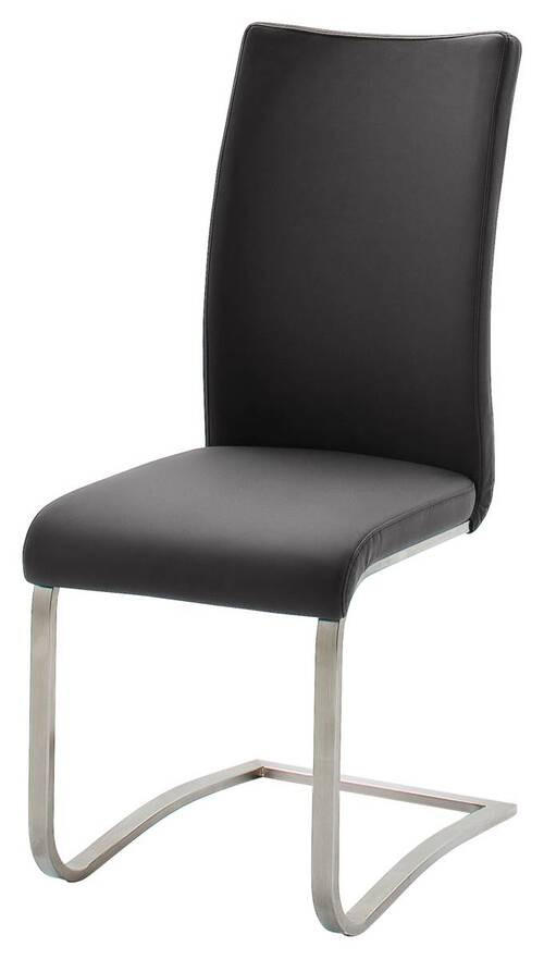 SCHWINGSTUHL  in Edelstahl  - Edelstahlfarben/Schwarz, Design, Leder/Metall (43/103/52cm) - Livetastic