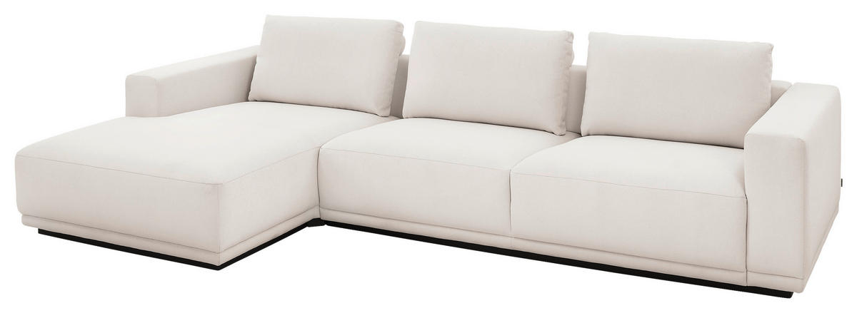 ECKSOFA Ottomane links, Eckteil  Weiß Chenille  - Schwarz/Weiß, Design, Kunststoff/Textil (166/316cm) - Musterring