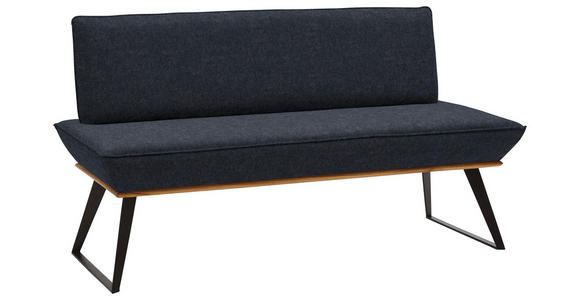 SITZBANK 160/87/64 cm Webstoff Schwarz, Eichefarben Eiche massiv Metall  - Eichefarben/Schwarz, Design, Holz/Textil (160/87/64cm) - Voleo