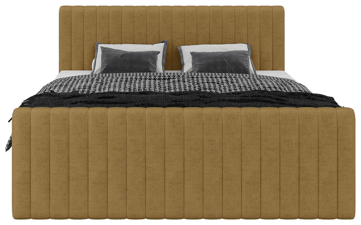 BOXBETT 180/200 cm  Senfgelb  - Senfgelb/Schwarz, Basics, Kunststoff/Textil (180/200cm) - Carryhome