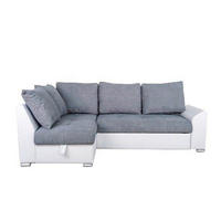 SEDEŽNA GARNITURA, gladka tkanina siva, bela  - siva/bela, Design, kovina/tekstil (150/240cm) - Xora