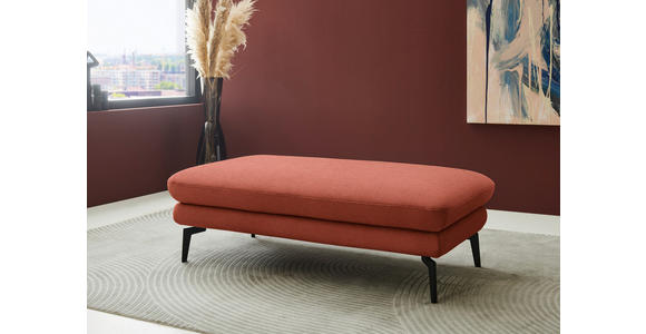 ECKSOFA  in Chenille, Flachgewebe Terracotta  180/284 cm  - Terracotta/Schwarz, Design, Textil/Metall (180/284cm) - Dieter Knoll