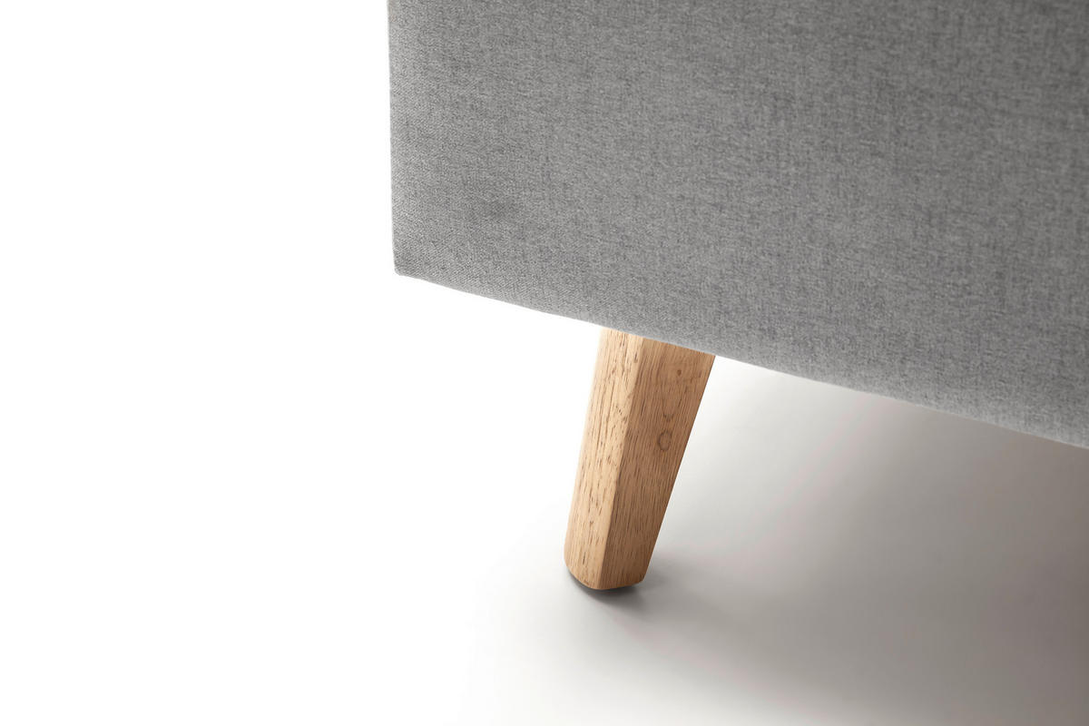 POLSTERBETT 140/200 cm  in Hellgrau  - Eschefarben/Hellgrau, Konventionell, Holz/Textil (140/200cm) - Livetastic