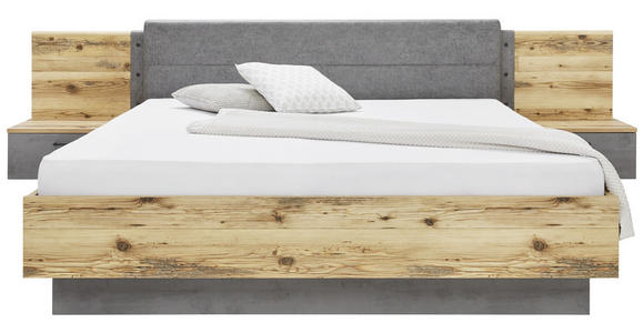 Bettanlage Alicante - Fichtefarben/Grau, MODERN, Holzwerkstoff/Textil (180/200cm) - Luca Bessoni