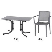 GARTENGARNITUR 5-teilig  - Anthrazit/Grau, Basics, Holzwerkstoff/Kunststoff (90/80/120cm) - Siena Garden