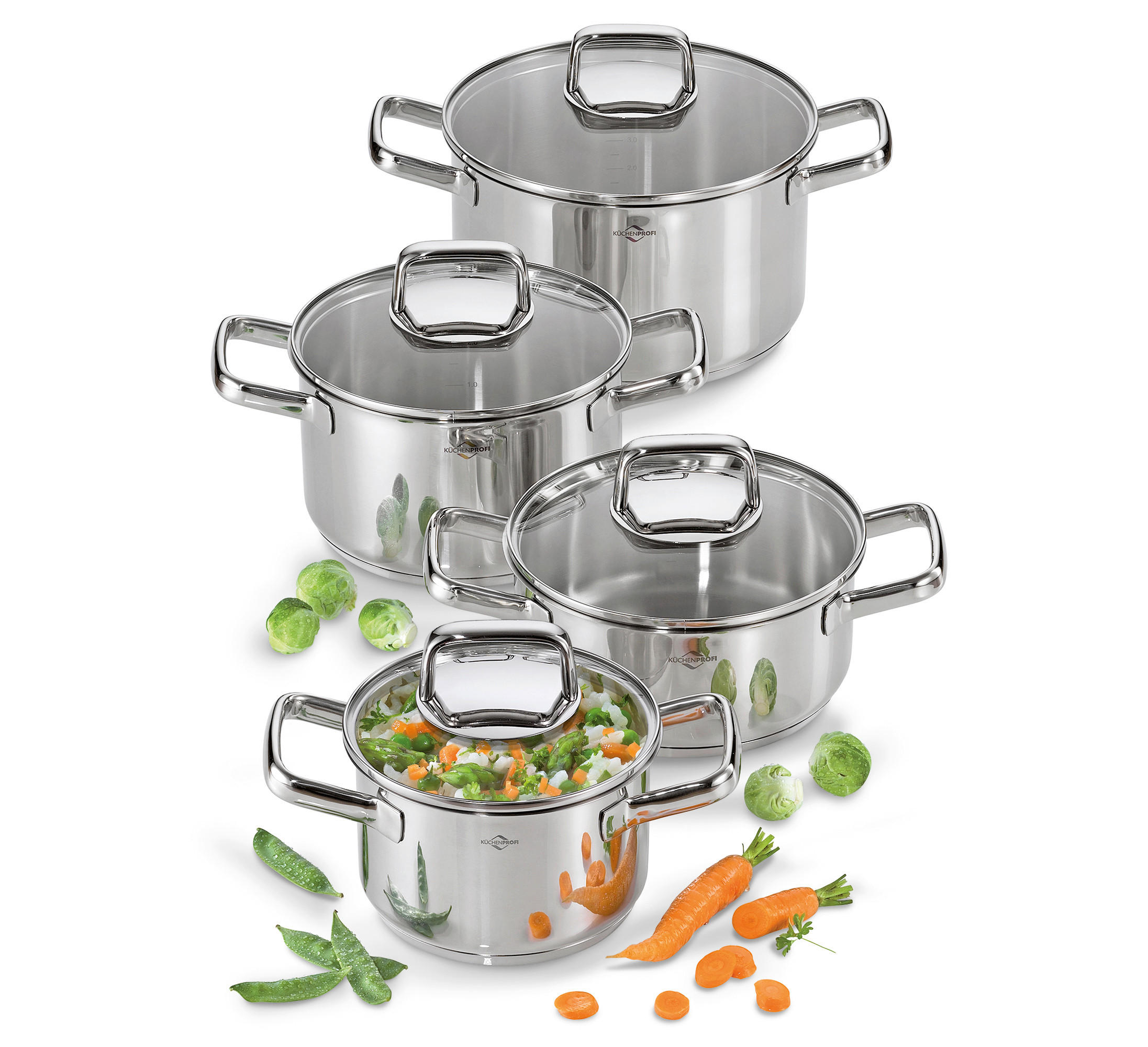 KOCHTOPFSET PISA  - Silberfarben, Basics, Glas/Metall - KÜCHENPROFI