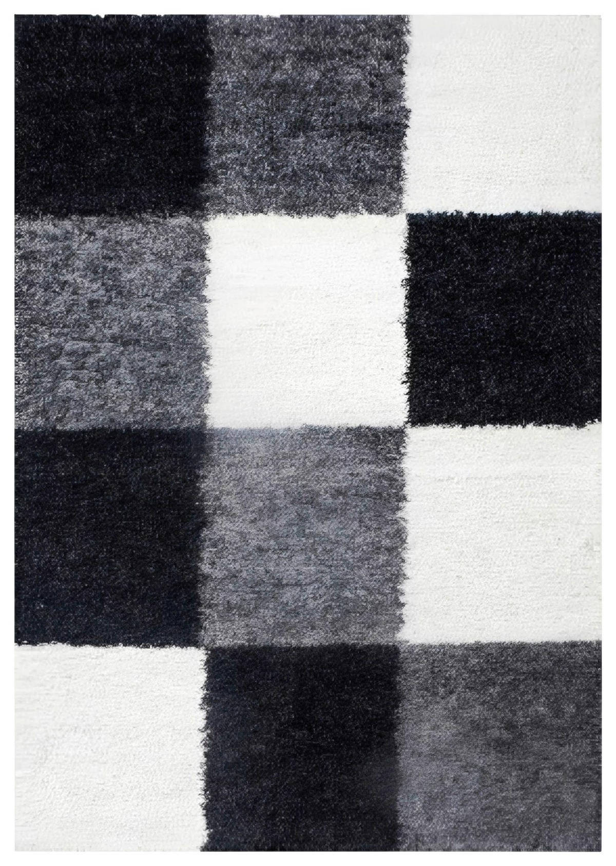 KOBEREC S VYSOKÝM VLASOM, 160/230 cm, sivá, čierna, biela - čierna/sivá, Konventionell, textil (160/230cm) - Novel