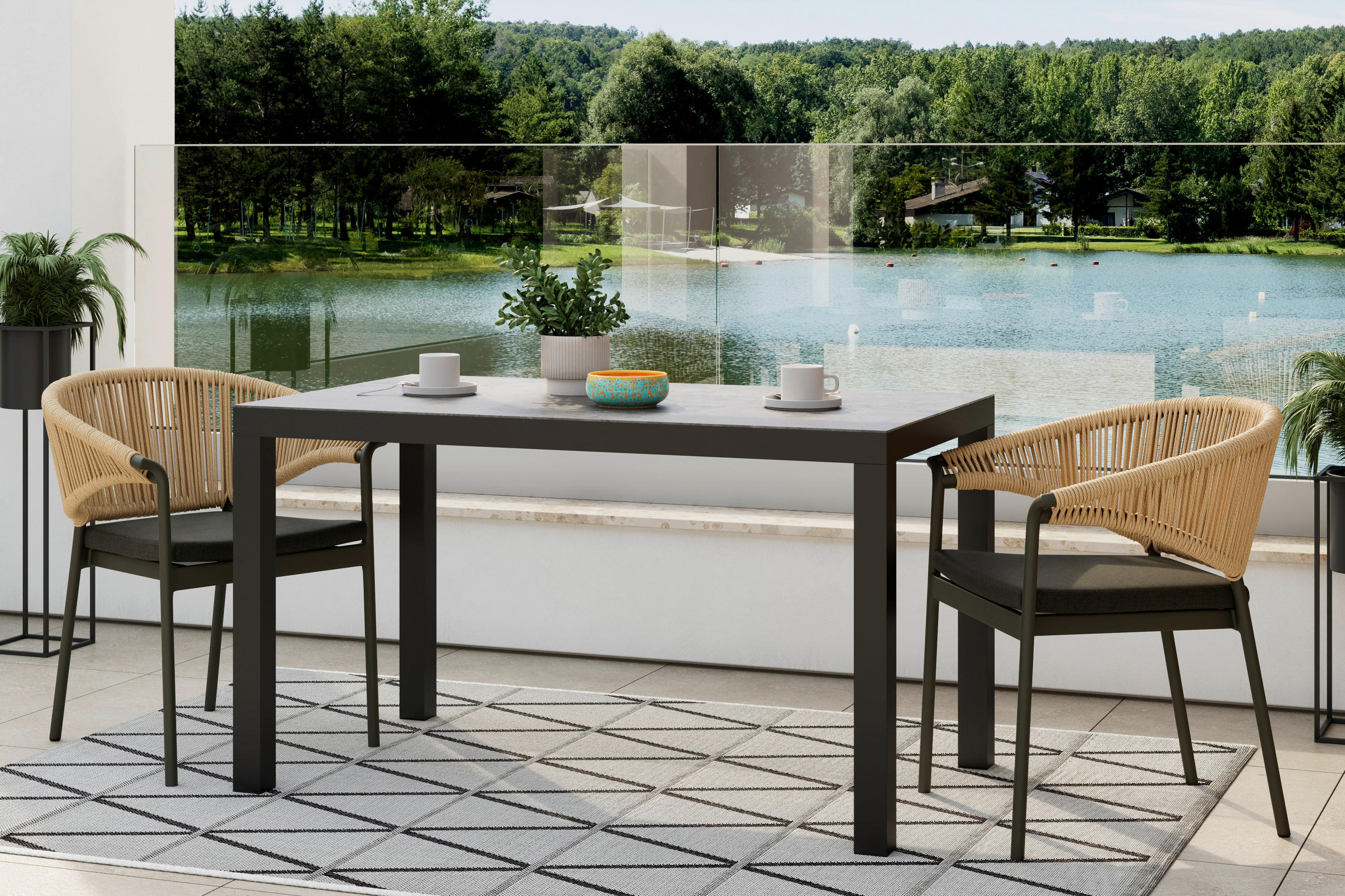 GARTENTISCH Metall, Kunststoff Anthrazit rechteckig  - Anthrazit, MODERN, Kunststoff/Metall (130/75/74cm) - Ambia Garden