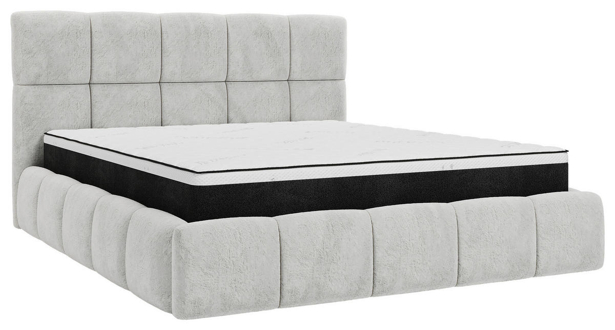 Stoppad säng Cherry 140/200 cm  i ljusgrå  - ljusgrå/svart, Modern, metall/trämaterial (140/200cm) - MID.YOU