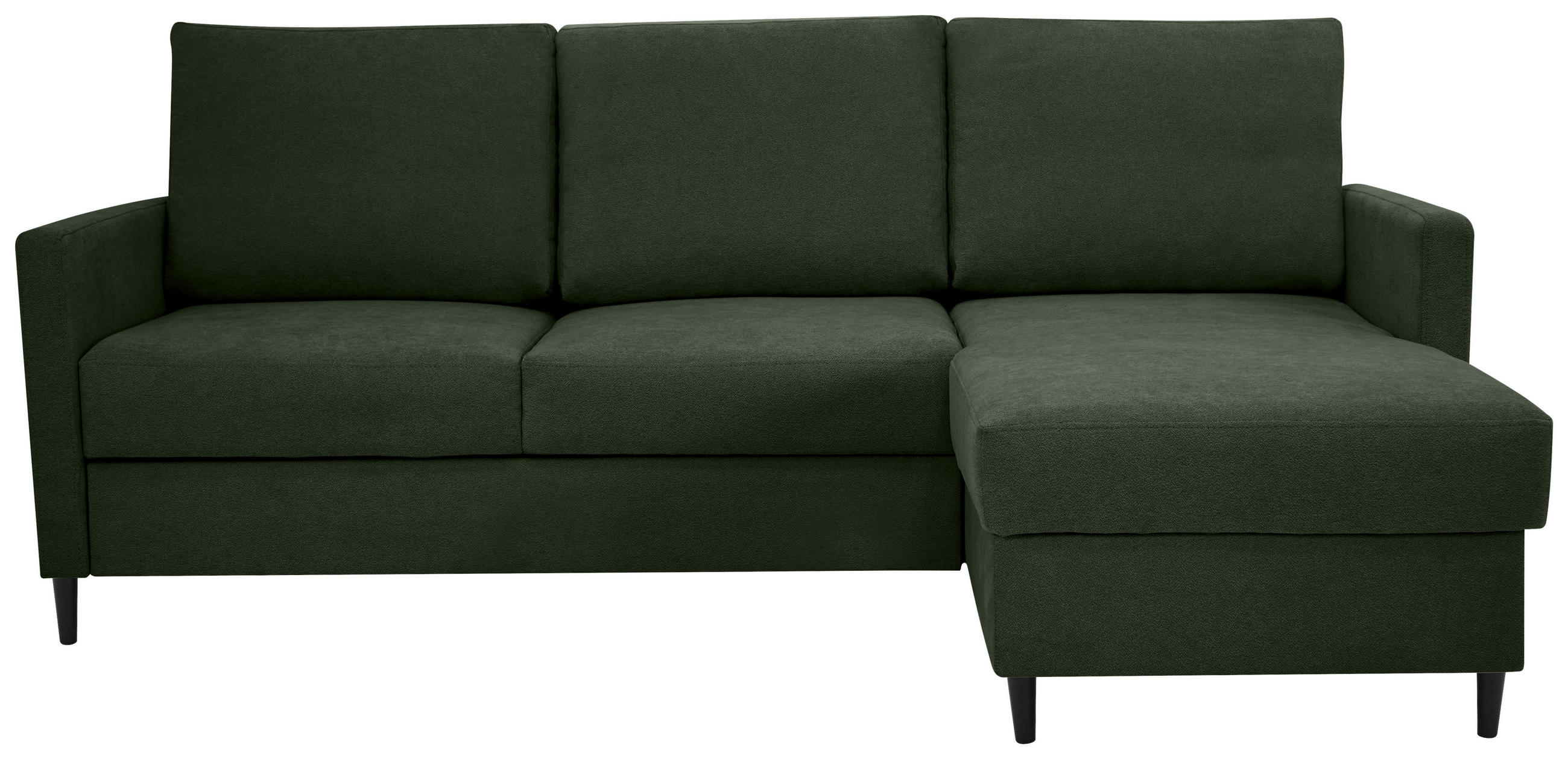 ECKSOFA Dunkelgrün Chenille  - Dunkelgrün/Schwarz, KONVENTIONELL, Holz/Textil (159/221cm) - Carryhome