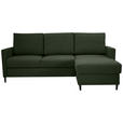 ECKSOFA in Chenille Dunkelgrün  - Dunkelgrün/Schwarz, KONVENTIONELL, Holz/Textil (159/221cm) - Carryhome