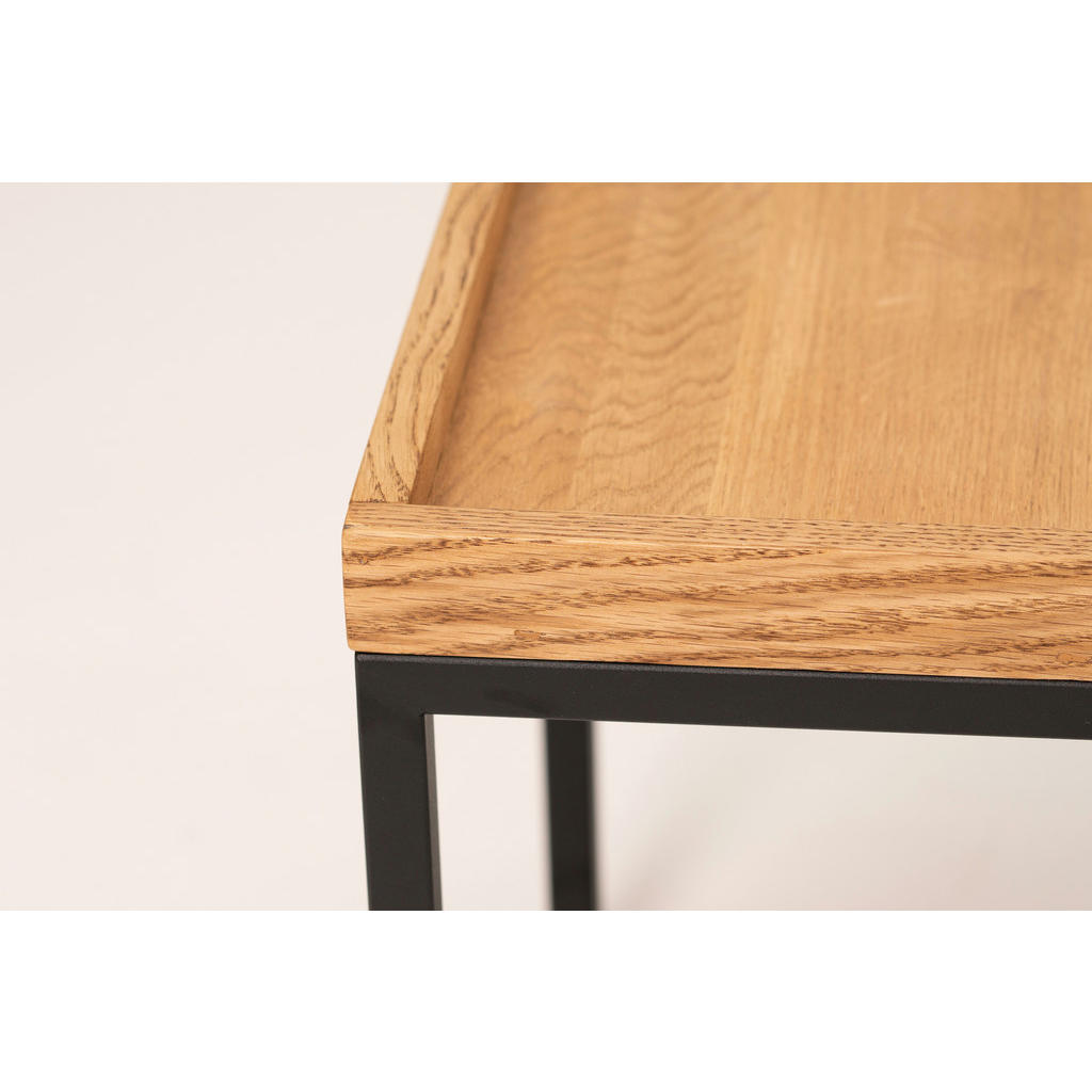 Thumbnail - Boxxx Couchtischset, Schwarz, Wildeiche, Holz, Metall, 2-teilig, Wildeiche, quadratisch, eckig, C-Form, 50x48x50 cm, Woh...