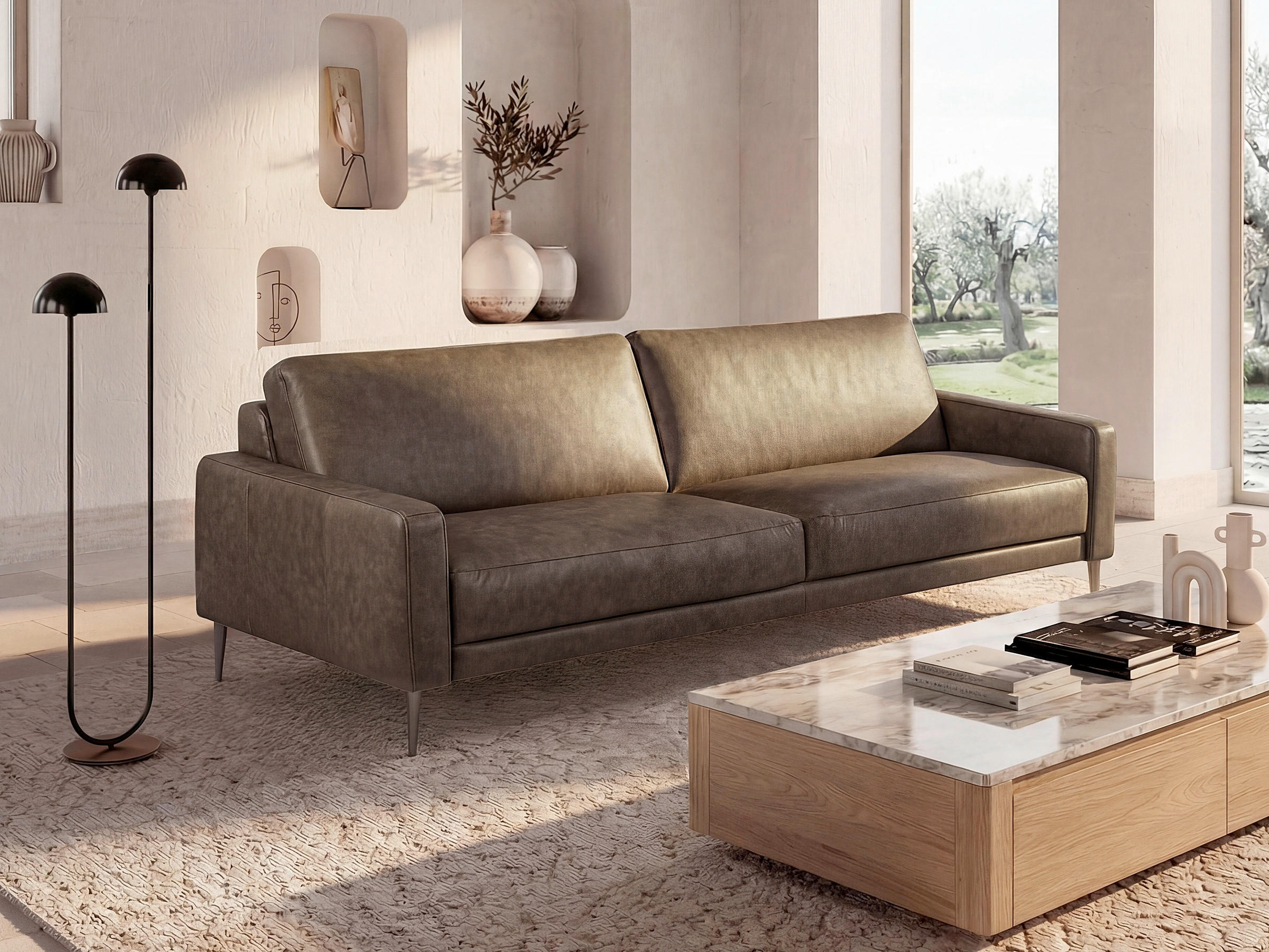 Livetastic 3,5-Sitzer Spring Graubraun 207x85x92 cm