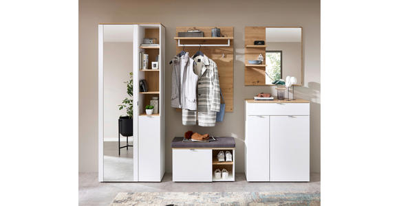 GARDEROBE 5-teilig  in 264/202/38 cm  - Weiß/Eiche Artisan, Design, Glas/Holzwerkstoff (264/202/38cm) - Xora