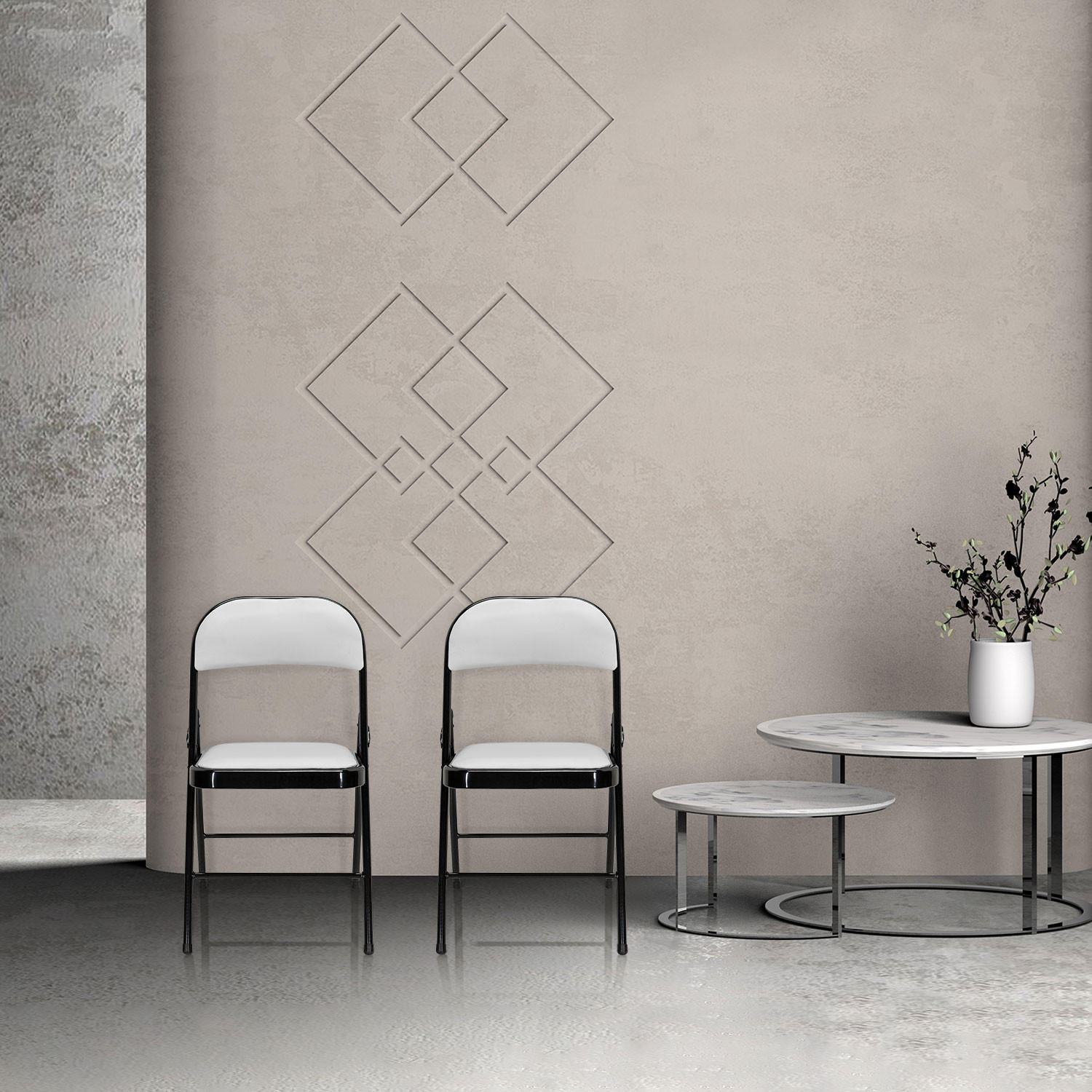 FÄLLSTOL i metall, textil svart, vit  - vit/svart, Basics, metall/textil (44/80/49cm) - MID.YOU