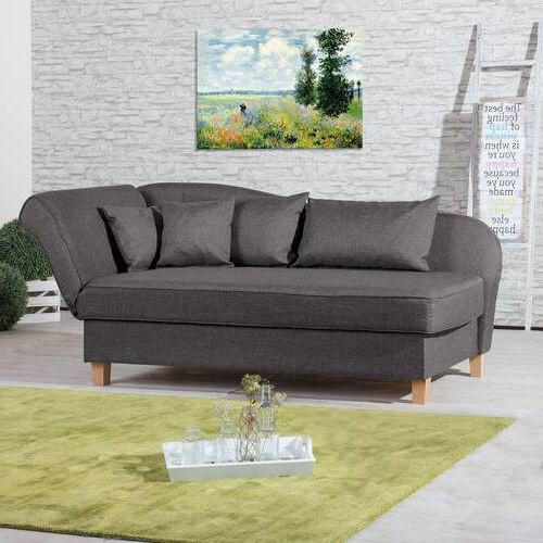 RÉCAMIERE Anthrazit Flachgewebe  - Anthrazit/Buchefarben, Design, Holz/Textil (190/82/88cm) - Max Winzer