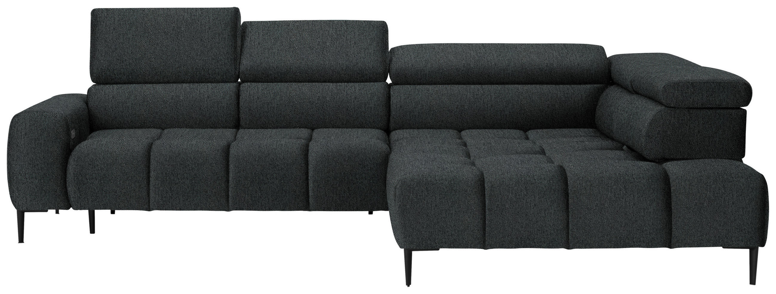 CANAPÉ D'ANGLE in Webstoff Graphitfarben  - Schwarz/Graphitfarben, Design, Textil/Metall (300/216cm) - Welnova