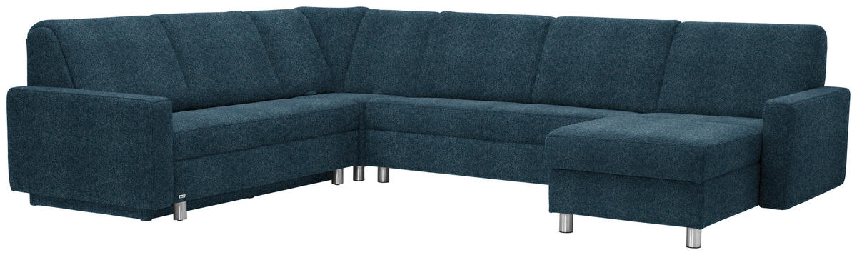WOHNLANDSCHAFT in Chenille Blau  - Blau/Alufarben, KONVENTIONELL, Kunststoff/Textil (236/322/158cm) - Sedda