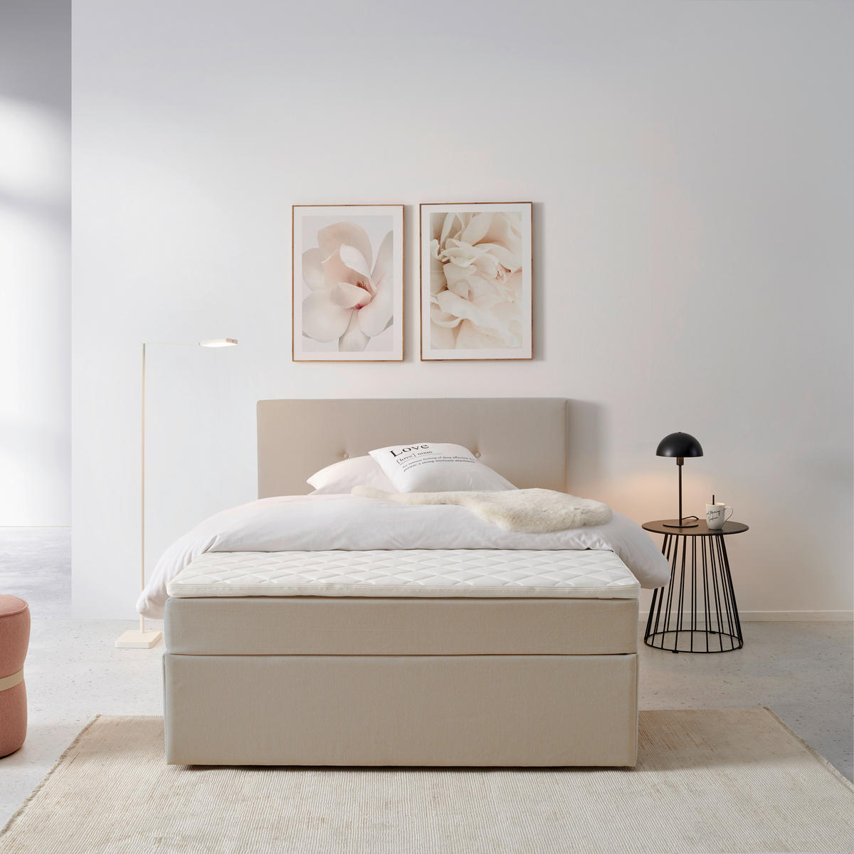 BOXBETT 120/200 cm  in Sandfarben  - Sandfarben/Schwarz, KONVENTIONELL, Holz/Kunststoff (120/200cm) - P & B