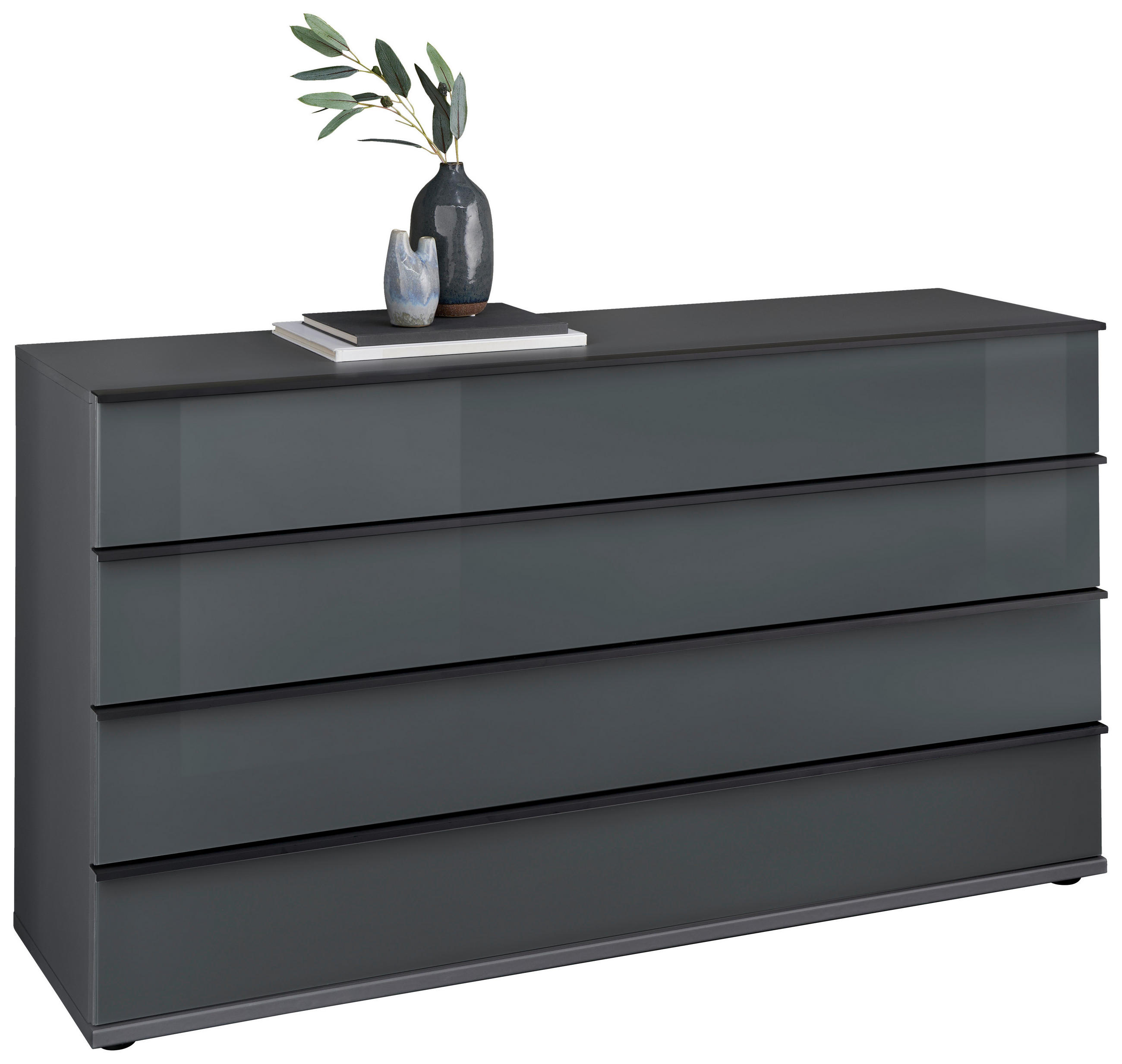 SIDEBOARD  149/82/42 cm 4 Schublade(n)  - Schwarz/Grau, MODERN, Glas/Holzwerkstoff (149/82/42cm) - Musterring