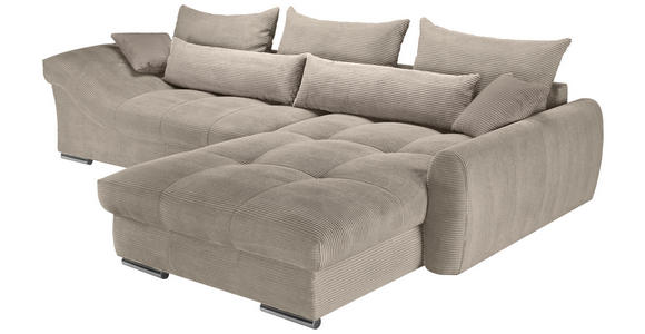 ECKSOFA Taupe Cord Zierkissen, Rückenkissen, Rücken echt  - Taupe/Chromfarben, KONVENTIONELL, Textil/Metall (335/225cm) - Carryhome