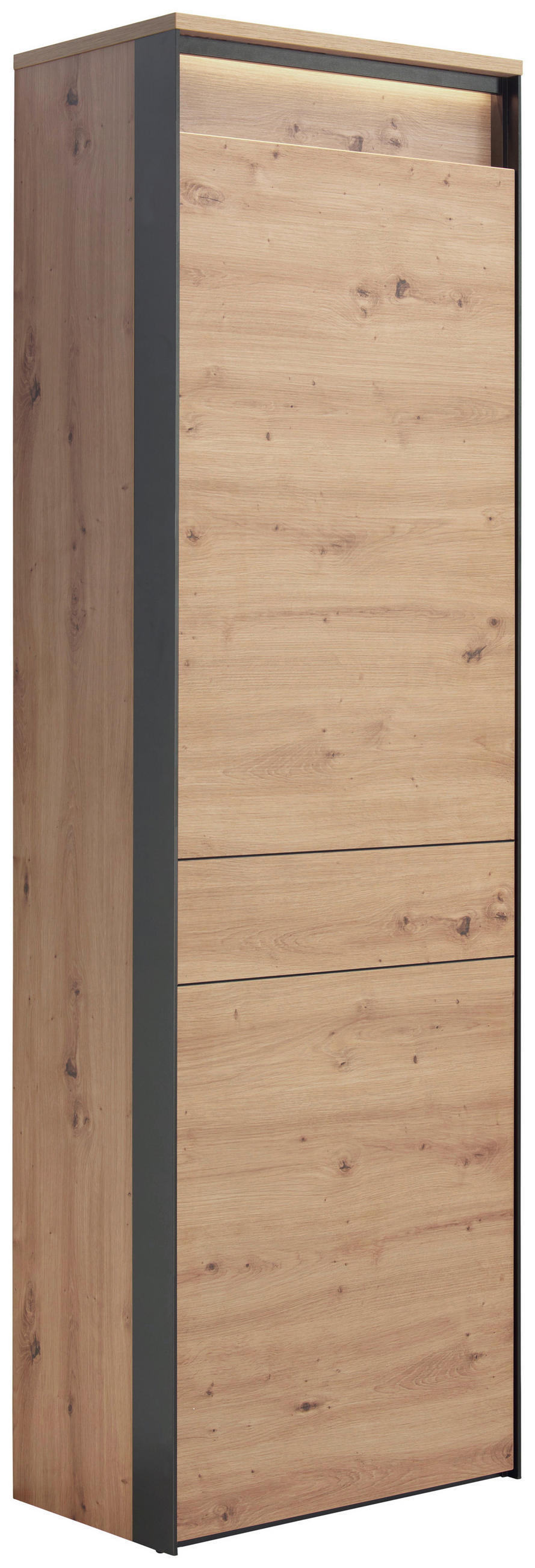 Voleo Garderobenschrank Schwarz, Eiche Artisan 60x200x38 cm