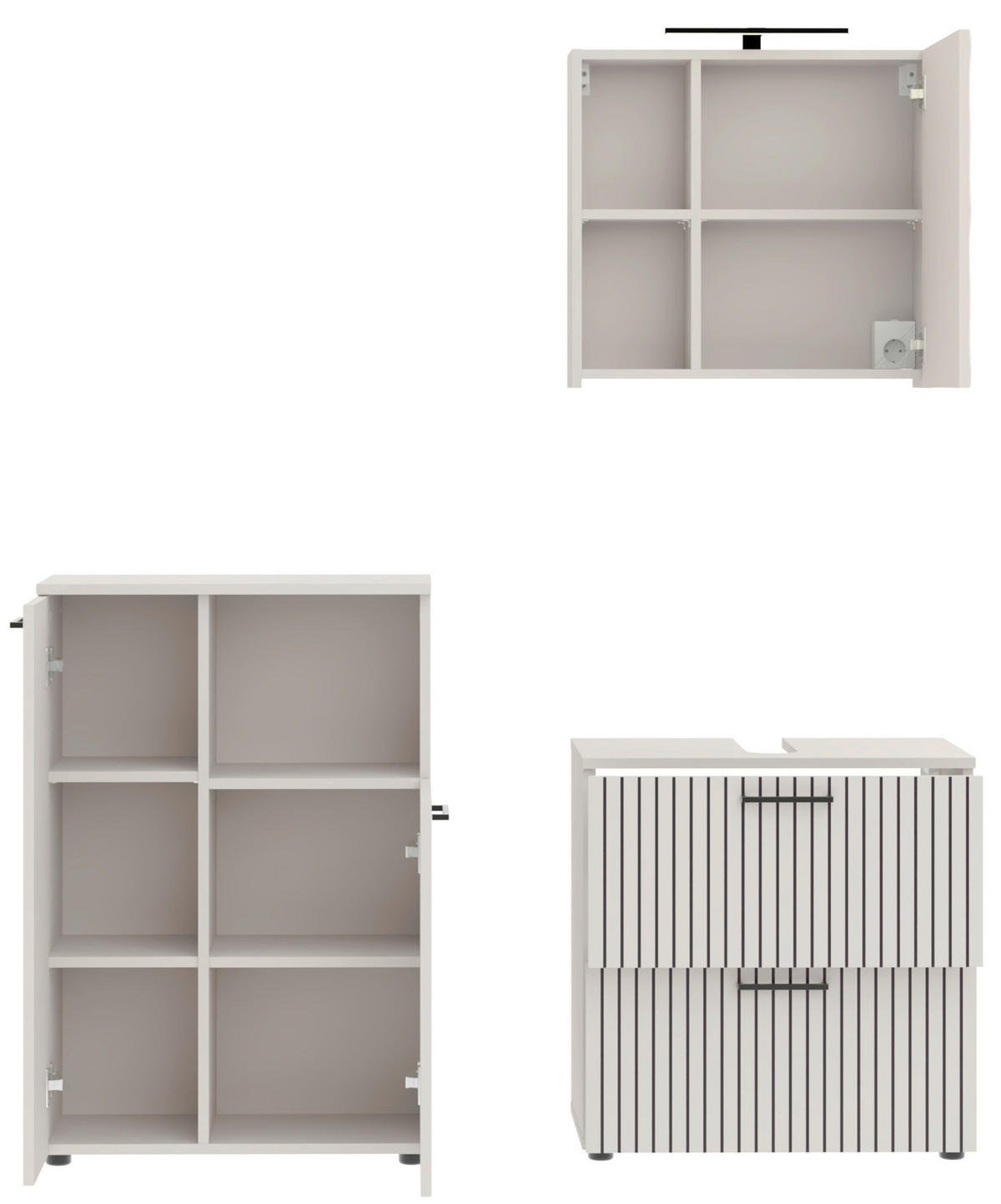 Baie 3 piese, 135 cm - cașmir/negru, Trend, sticlă/metal (135cm) - Respekta