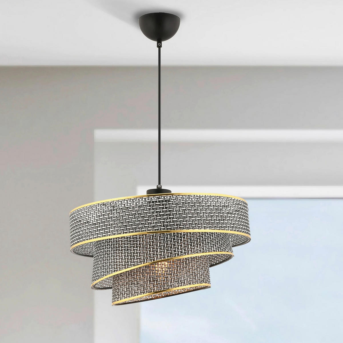 ZÁVĚSNÉ SVÍTIDLO, 40/72 cm  - šedá/barvy zlata, Design, kov/textil (40/72cm) - P & B