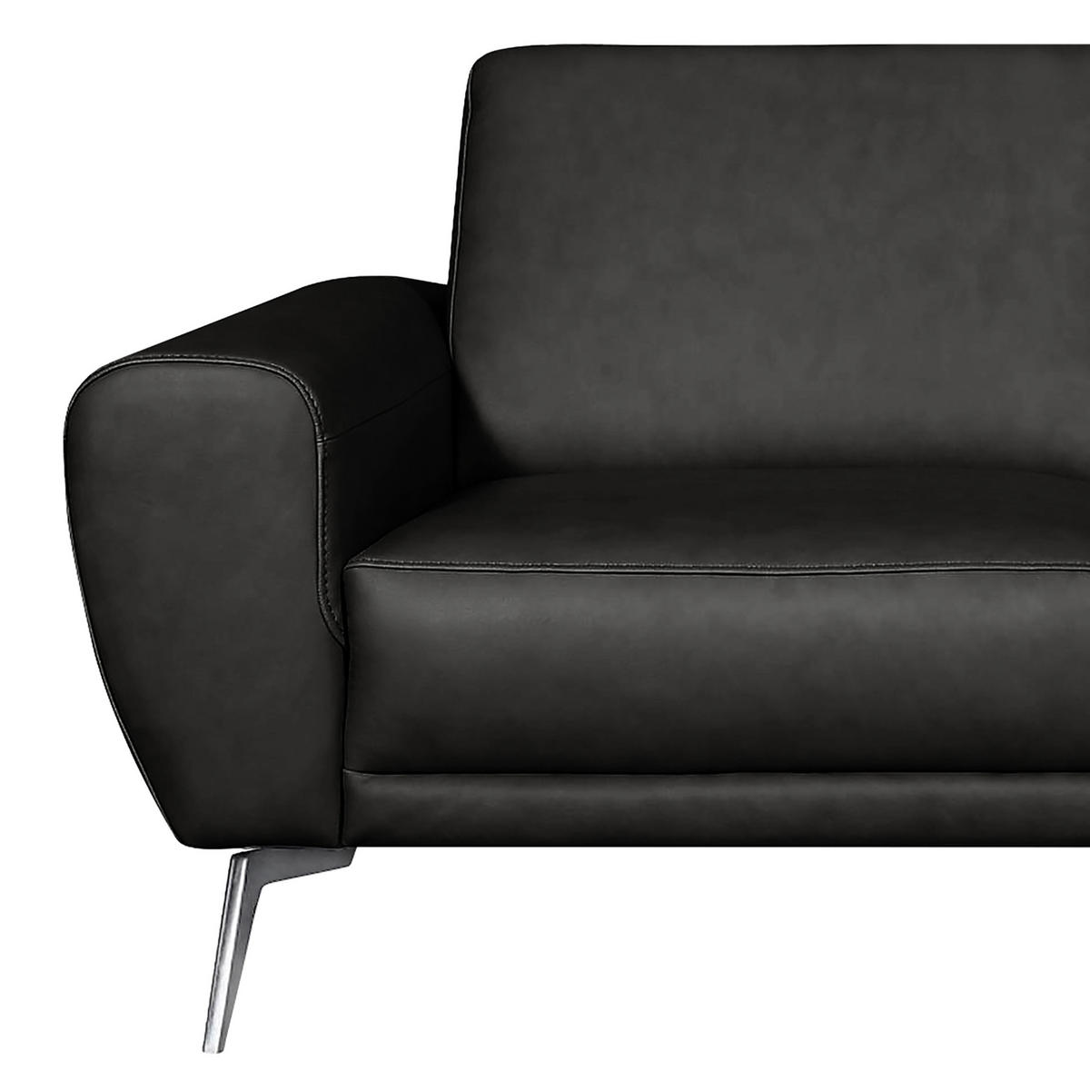 2-SITZER-SOFA Schwarz Echtleder  - Chromfarben/Schwarz, Design, Leder/Metall (177/85/92cm) - Livetastic