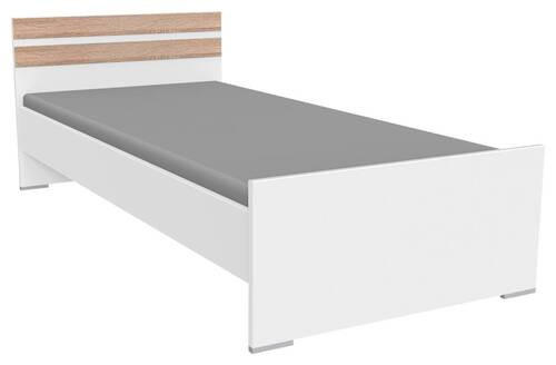 BETT 90/200 cm Weiß, Eichefarben  - Eichefarben/Alufarben, KONVENTIONELL (90/200cm) - Carryhome