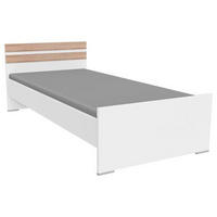 BETT 90/200 cm Weiß, Eichefarben  - Eichefarben/Alufarben, KONVENTIONELL (90/200cm) - Boxxx