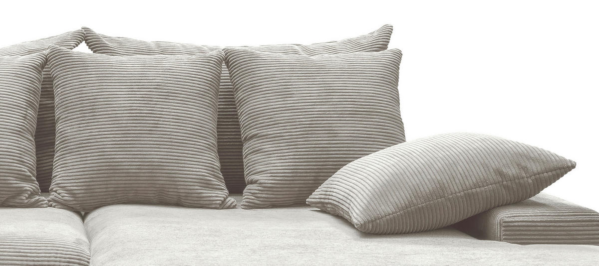 ECKSOFA in Cord Silberfarben  - Silberfarben/Schwarz, Modern, Kunststoff/Textil (278/200cm) - Livetastic