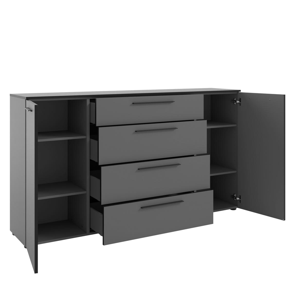 SIDEBOARD Soul  in 180/99,8/40 cm  - Dunkelgrau/Schwarz, MODERN, Holzwerkstoff/Kunststoff (180/99,8/40cm)