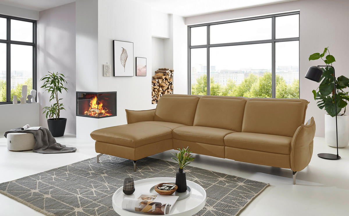 ECKSOFA in Lederlook (vegan) Olivgrün  - Olivgrün/Nickelfarben, Modern, Textil/Metall (179/233cm) - Livetastic