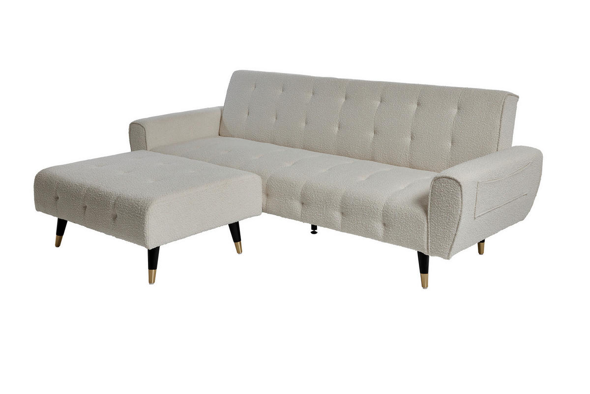 SCHLAFSOFA Bouclé Weiß  - Weiß, MODERN, Holz/Textil (213/83/153/173cm) - MID.YOU