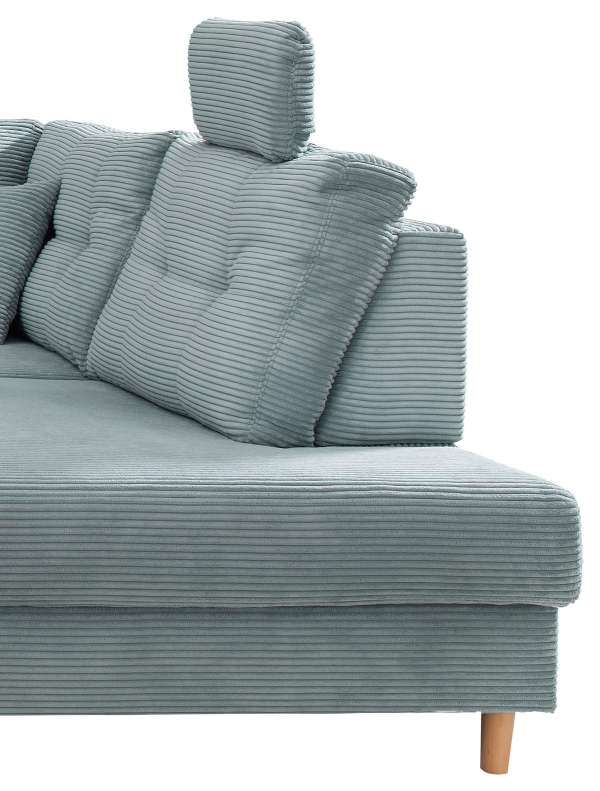 WOHNLANDSCHAFT in Cord Hellblau  - Naturfarben/Hellblau, Modern, Holz/Textil (176/338-352/206cm) - Livetastic