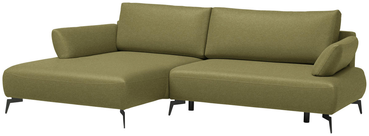 ECKSOFA Struktur Olivgrün  - Schwarz/Olivgrün, Design, Textil/Metall (186/284cm) - Lomoco