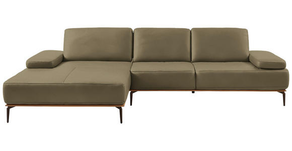 ECKSOFA 16580 Sprint in Echtleder Olivgrün  176/314 cm  - Bronzefarben/Olivgrün, Design, Leder/Holz (176/314cm) - Valnatura