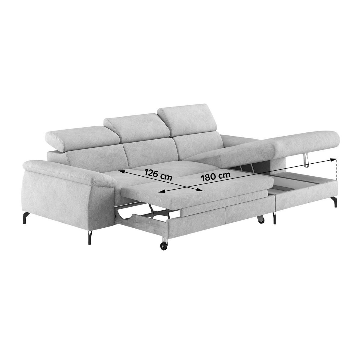 ECKSOFA in Webstoff Hellgrau  - Hellgrau/Schwarz, Design, Textil/Metall (244/166cm) - Livetastic