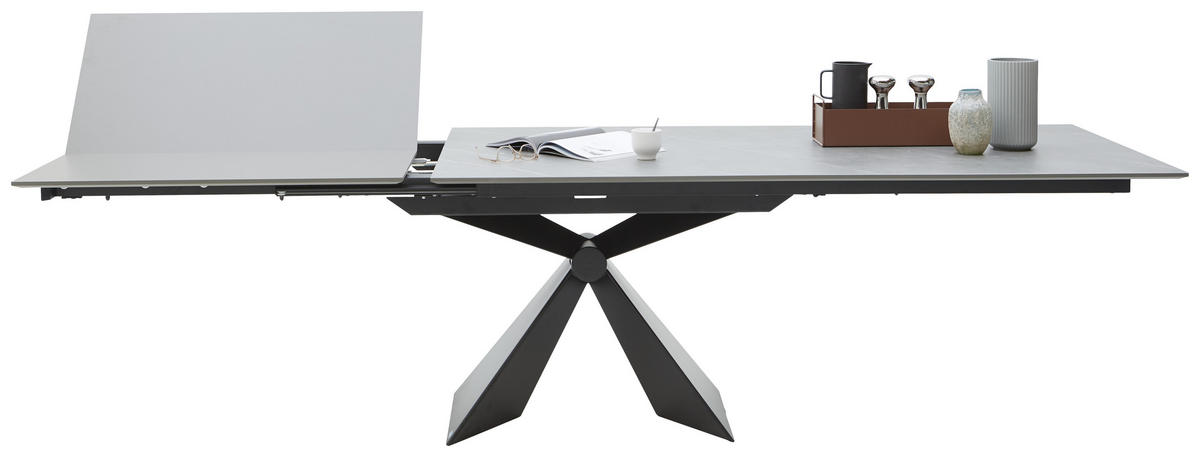 ESSTISCH in Metall, Keramik 198/98/78 cm  - Schwarz/Grau, Design, Keramik/Metall (198/98/78cm) - Dieter Knoll