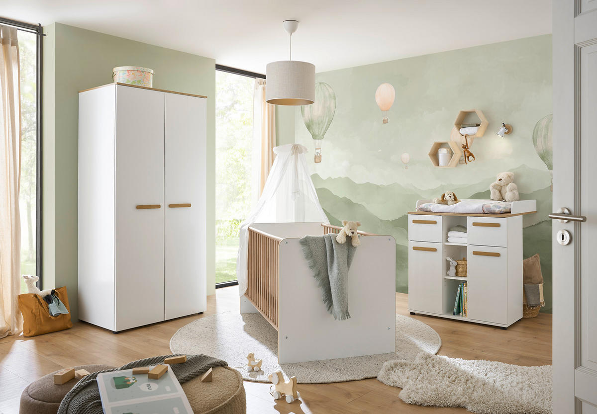 BABYZIMMER  - Weiß/Eiche Artisan, Basics, Holzwerkstoff - My Baby Lou